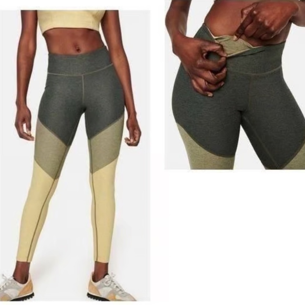 Outdoor voices Springs 7/8 Leggings tri color in a green color palette size L